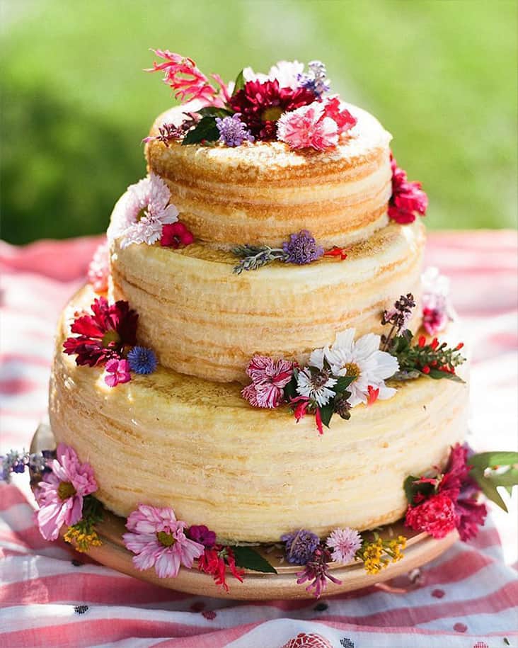 LadyM Cake with Floral Arrangement