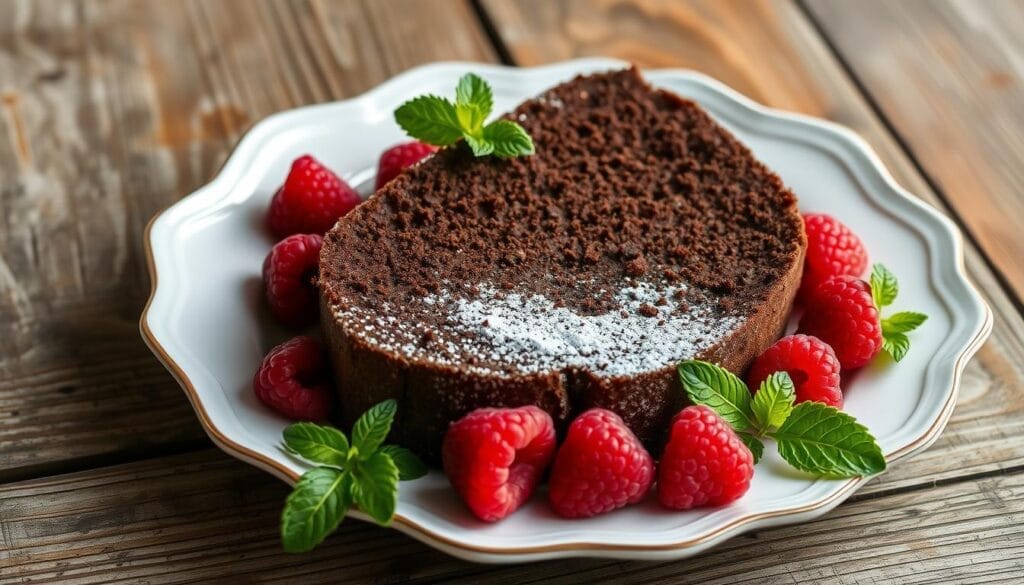 Serving chocolate pound cake