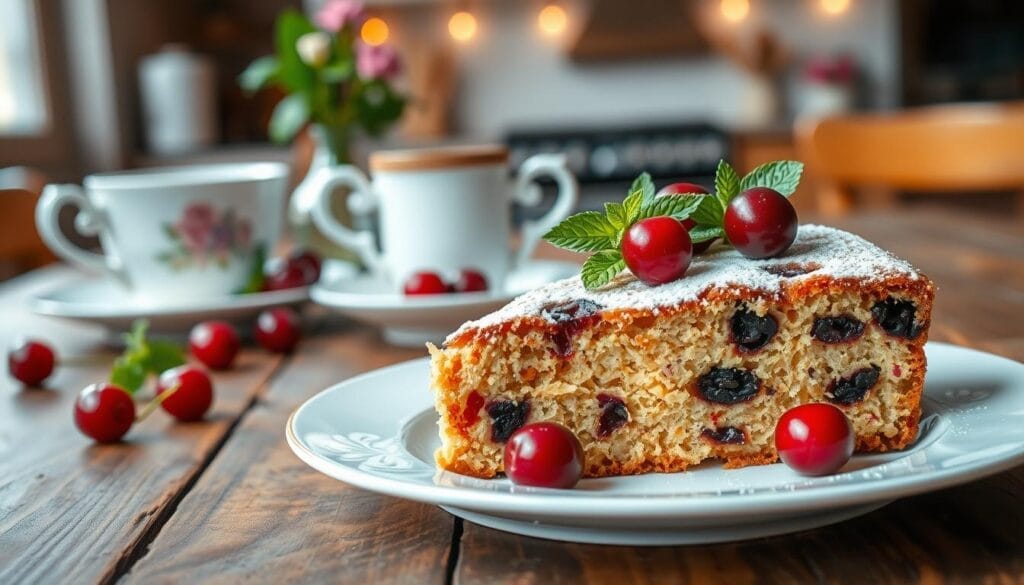 dried cherry cake serving