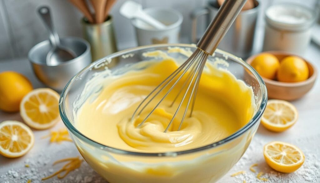 Lemon Cake Batter Mixing