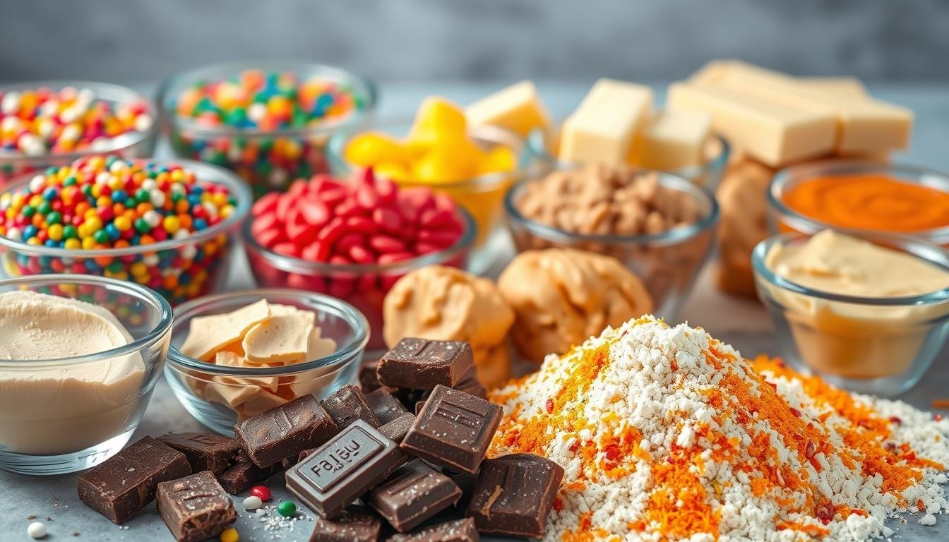 colorful ingredients in some cookie recipes