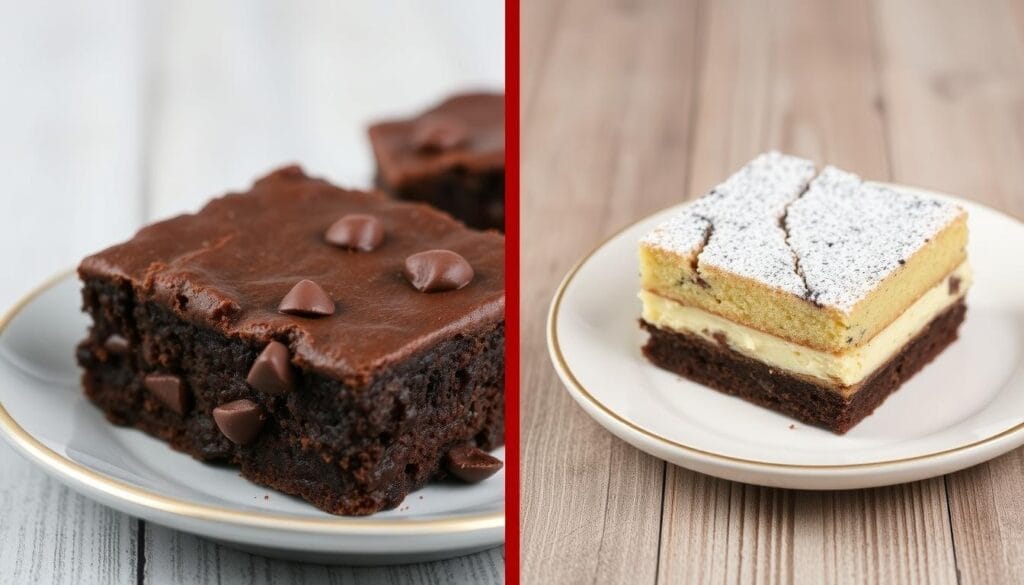 fudgy brownies and cakey brownies